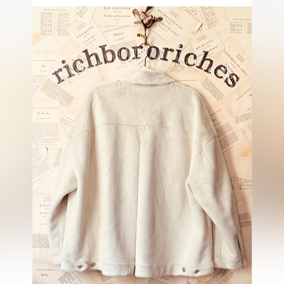 Free People We The Free Cozy Opal Swing Jacket Faux Fur Oversized Ivory - Picture 5 of 7